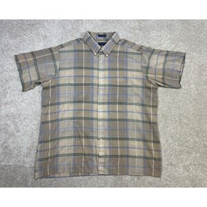 Van Heusen Sportswear Mens Plaid Short Sleeve Button‎ Up Shirt XL Grandpacore